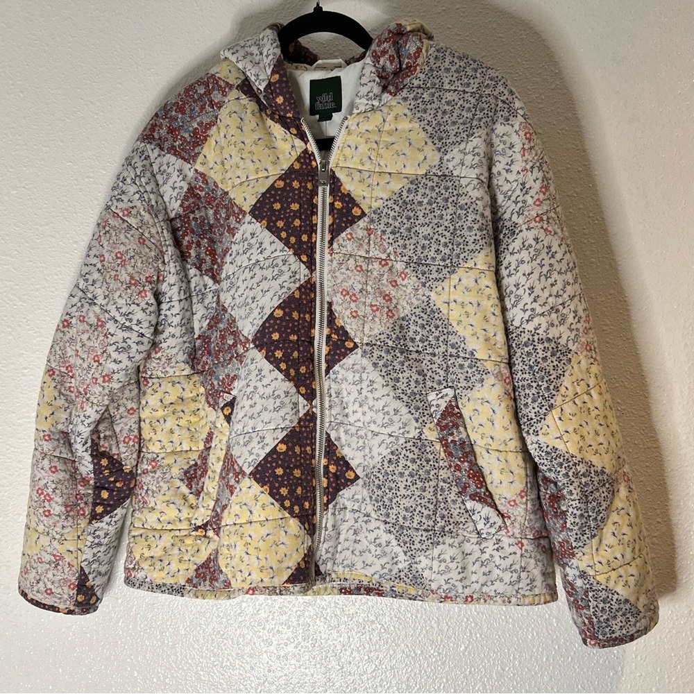 Wild Fable Multicolor Patchwork Puffer Jacket Siz… - image 1